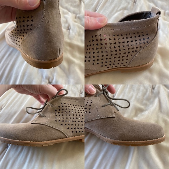 EuroSoft Emmeline laser cut taupe gray suede lace up chukka bootie 10 - Picture 11 of 16